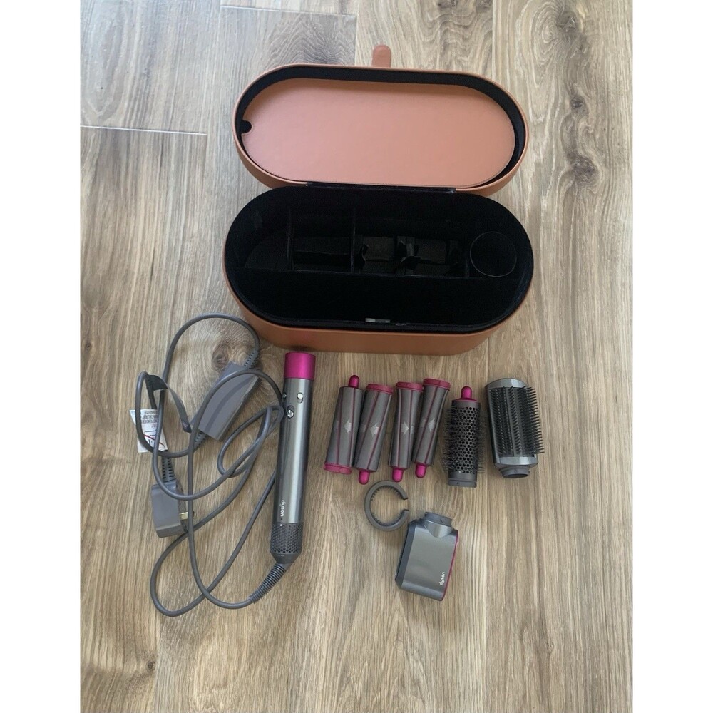 Dyson Airwrap Multi Styler HS01 Nickel Fuchsia Set Attachments Case Tested
